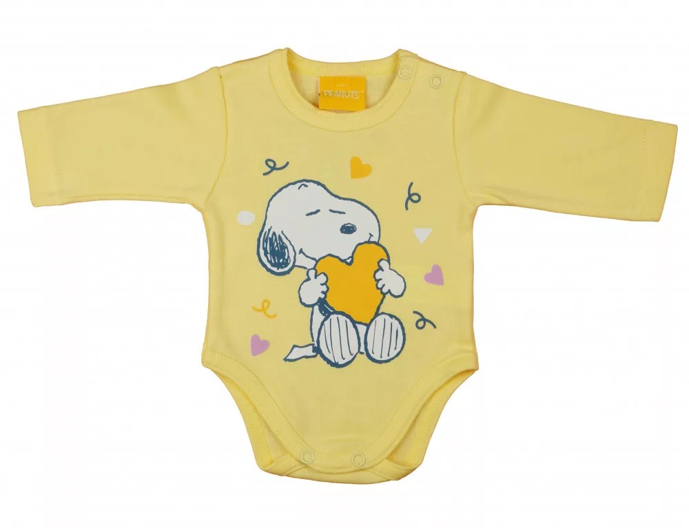 babashop.hu - ABR Hosszú ujjú pamut body - Sárga - Snoopy (50)