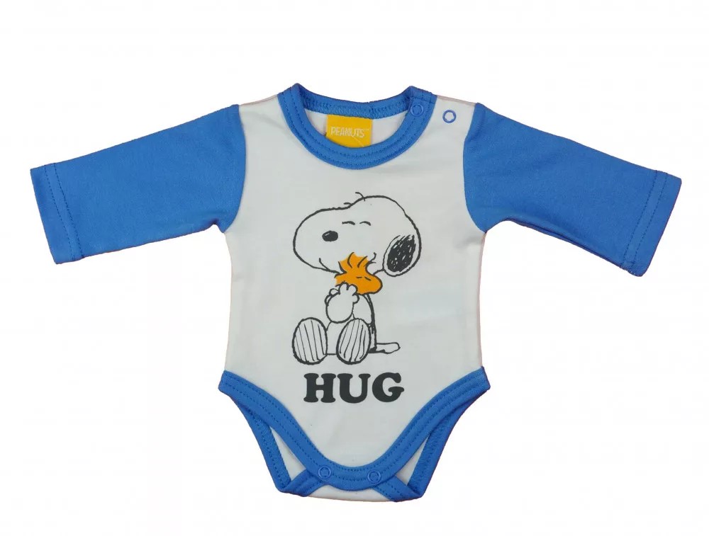 babashop.hu - ABR Hosszú ujjú pamut body - Fehér-Kék - Snoopy (50)