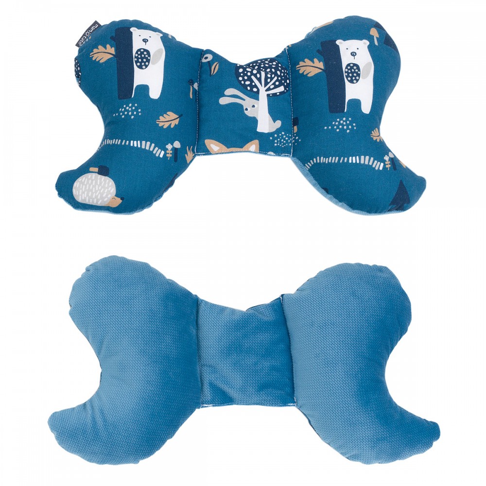 babashop.hu - MTT Pillangó párna - Sötétkék alapon erdő állatkái - Sötétkék háttal